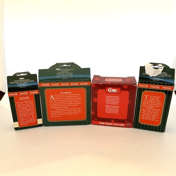 4 Coca Cola Town Square Figurines True Value Truck Snowbear & 2 Delivery Men Vtg - Picture 16 of 16